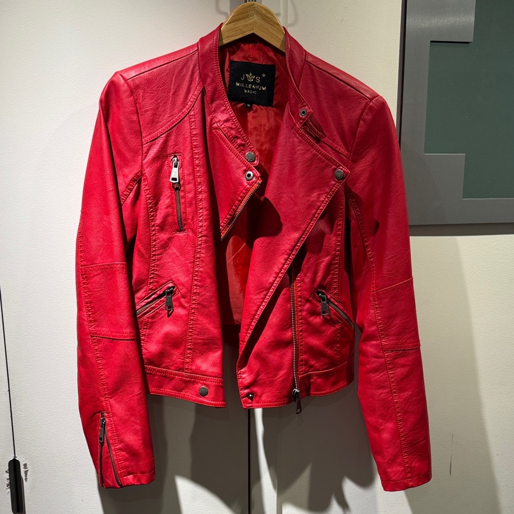 J.B.S. Bold Red Faux-Leather Jacket